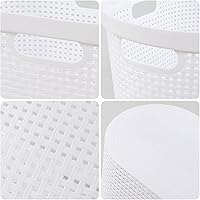 Vista 2 de Teyyvn Paquete de 4 cestas grandes de plástico para la ropa sucia de 40 L, cesta para la ropa sucia con asas recortadas, color blanco