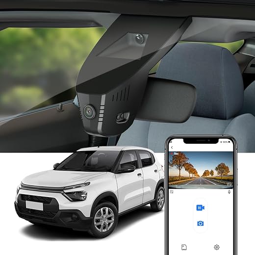 Fitcamx Dashcam 4K Compatible avec Citroen C3 2020 2021 2022 2023, OEM Caméra de Voiture 2160P UHD Video WiFi, G-Senseur, Enregistrement en Boucle, Night Vision, WDR Dash Cam, Plug & Play, Carte 64 Go