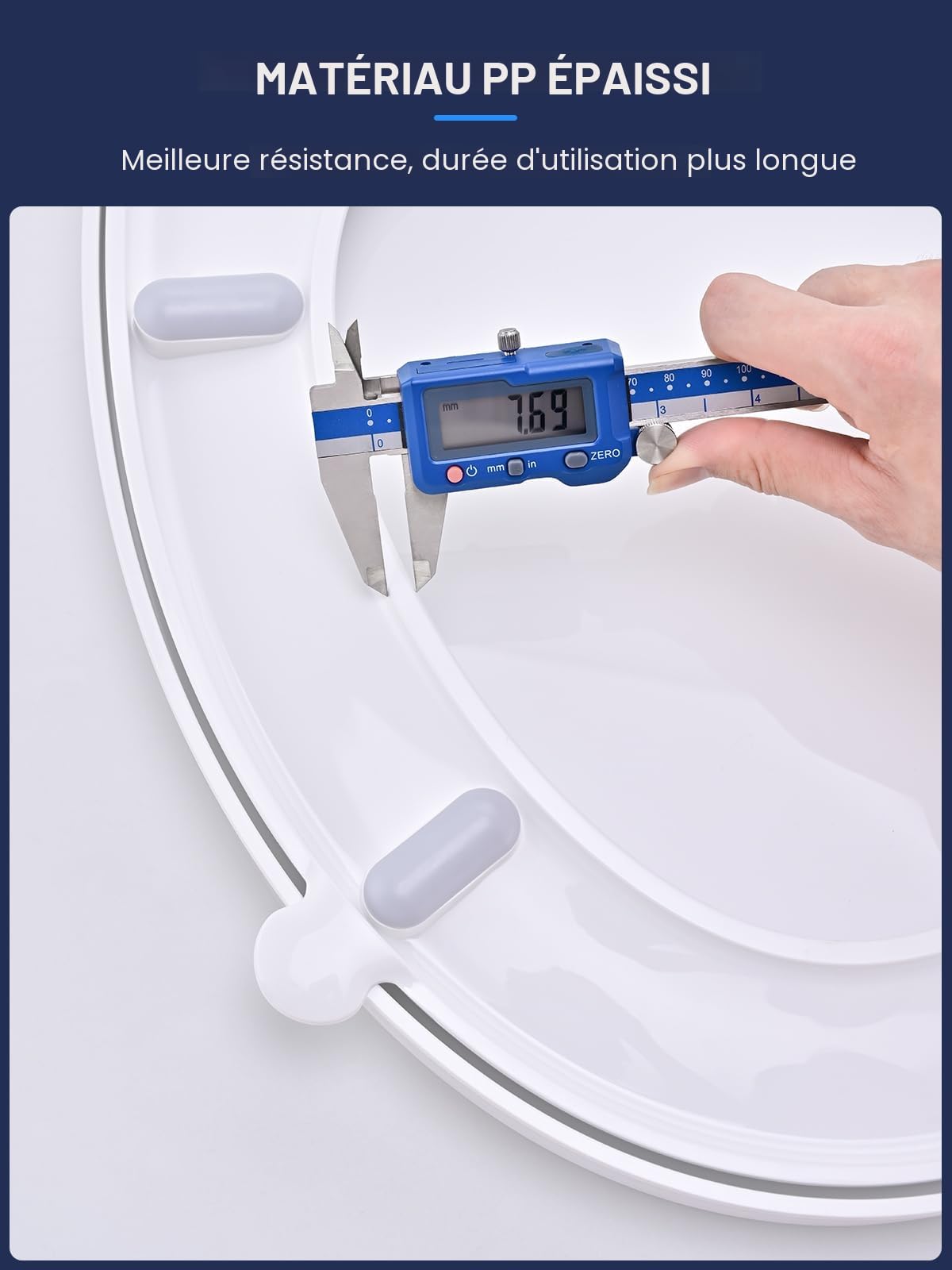 Abattant WC Forme O YEAUPE PRO avec Frein de Chute, Fermeture en Douceur, Universelle, Blanc, 44,6 x 37,2 x 4,3 cm