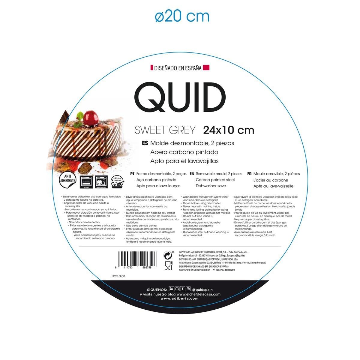Quid 7559085 MOLDE RED DESMONT 24X10CM SWEET QD - Stampo per dolci, in acciaio inox, colore: Nero