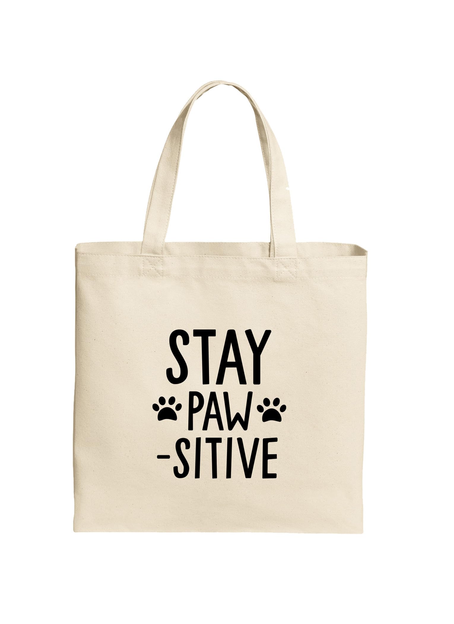 Spoil Your Wall Stay Pawsitive Quotes Tote Bag, Natural Shopping Bag, 38x42cm Reusable Jute Bag