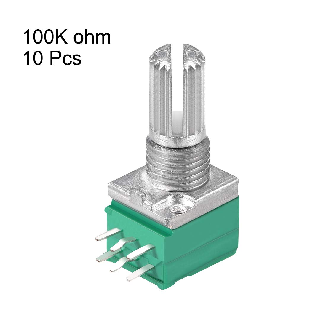 sourcing map 100KOhm Variable Résisteur Double Rotatif Carbon Film Cône Potentiomètre 10Pcs