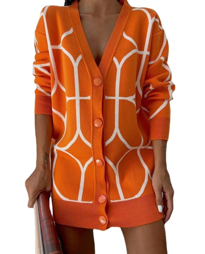 2K Women Long Sleeve Knit Losse Cardigan V-Neck Sweater Aesthetic Color Blocked Open Front Coat Cottagecore Outfits