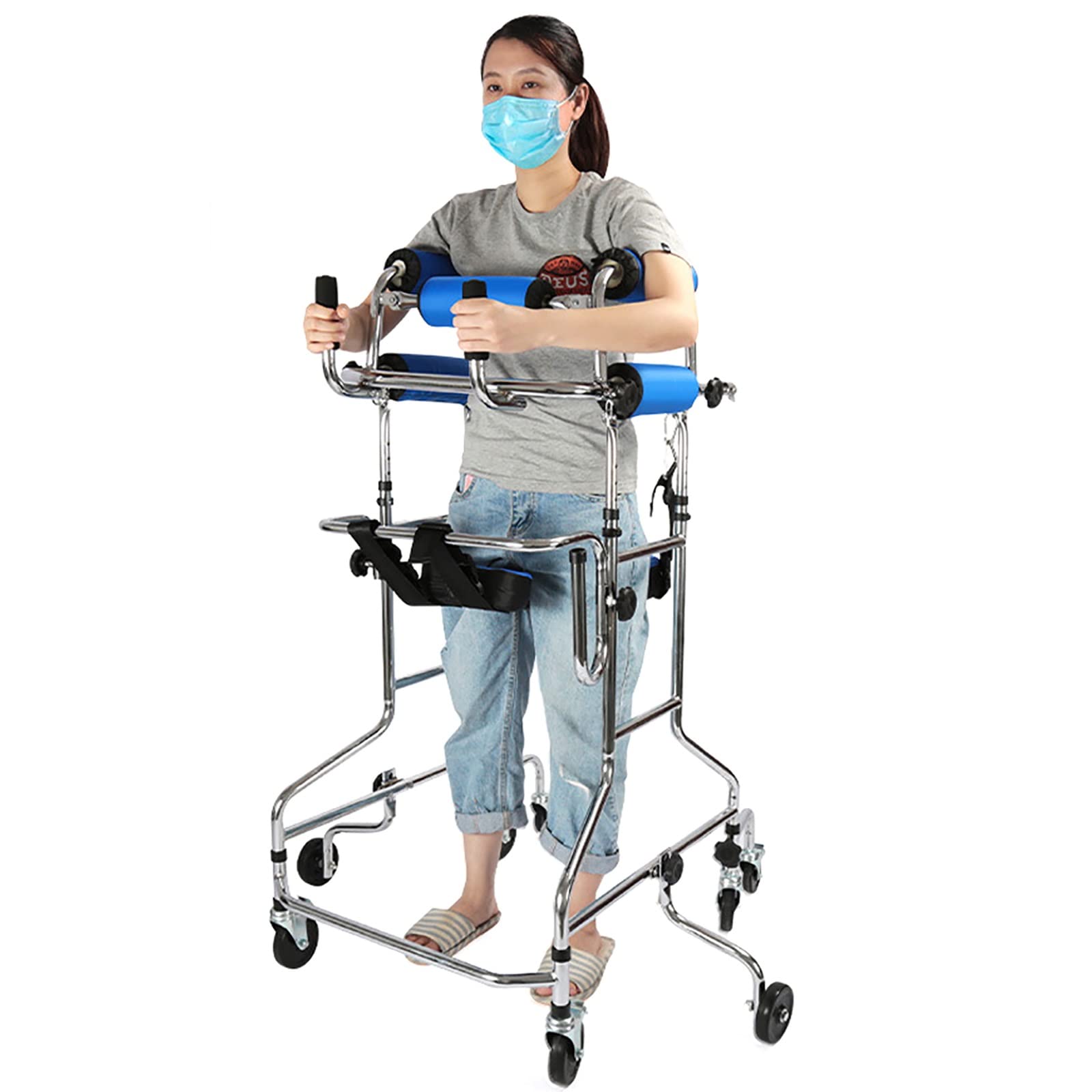 Pionowe chodziki Rollator dla dorosłego dziecka w podeszłym wieku, udar mózgu Hemiplegic Walking Rehab Exerciser, wysoki chodzik z bardzo szerokim wyściełanym siedziskiem i oparciem (Color : Women,