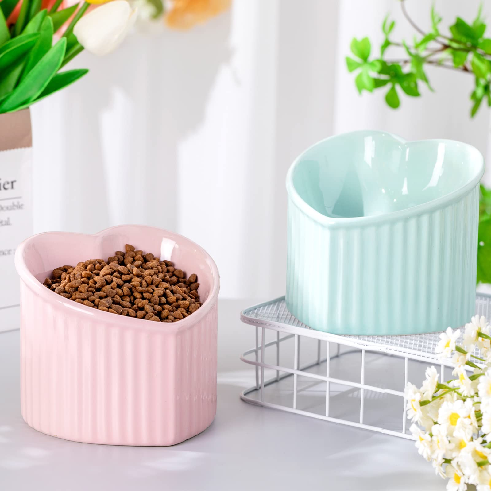 Mumufy Keramik Katzennäpfe Erhöht - Herzförmig & Produktbild-Vorschau 5