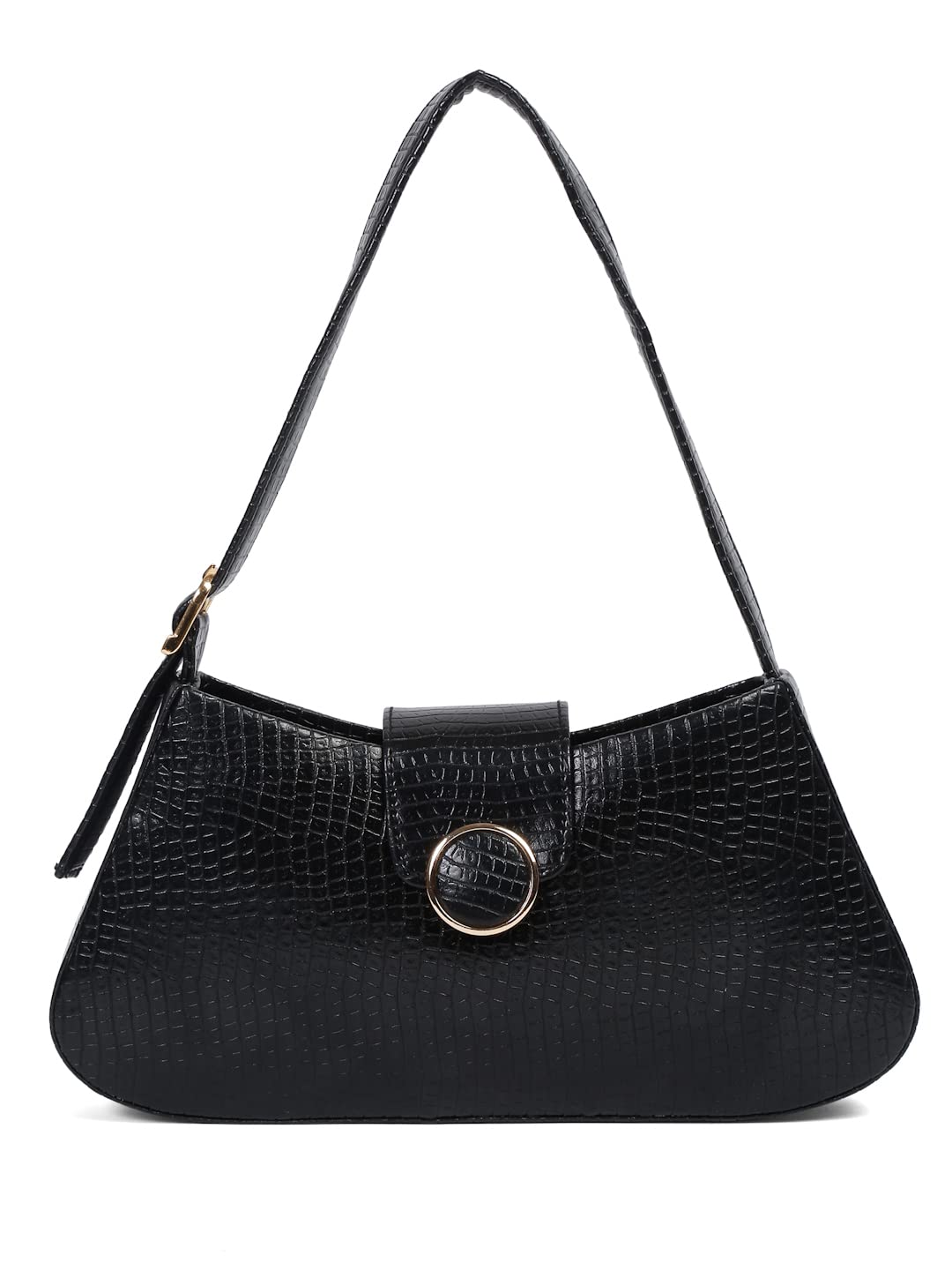 APSIS WOMEN BLACK TEXTURED HANDHELD BAG