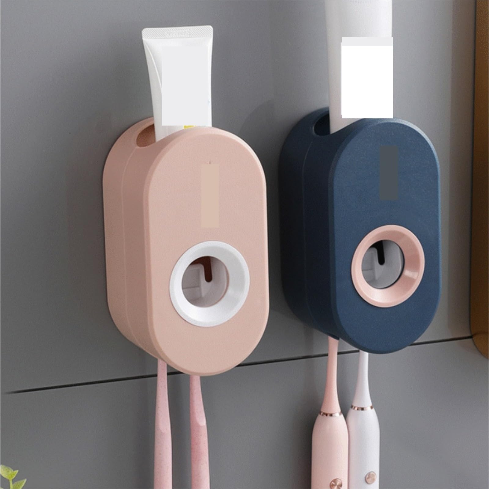 Portacepillos De Dientes para Baño Y Ducha Dispensador De Pasta Dientes Y Soporte For Cepillos, Estante Almacenamiento Sin Perforación(White)