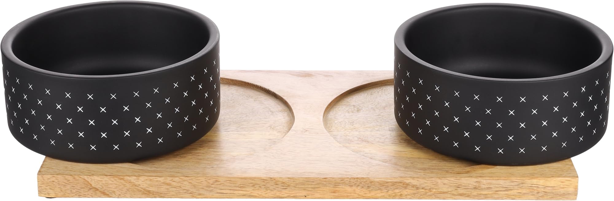 Personalizable comedero Doble Nervo M Negro – Antideslizante & Apto para lavavajillas – para Perros y Gatos – Personalizado con Nombre – Petslino