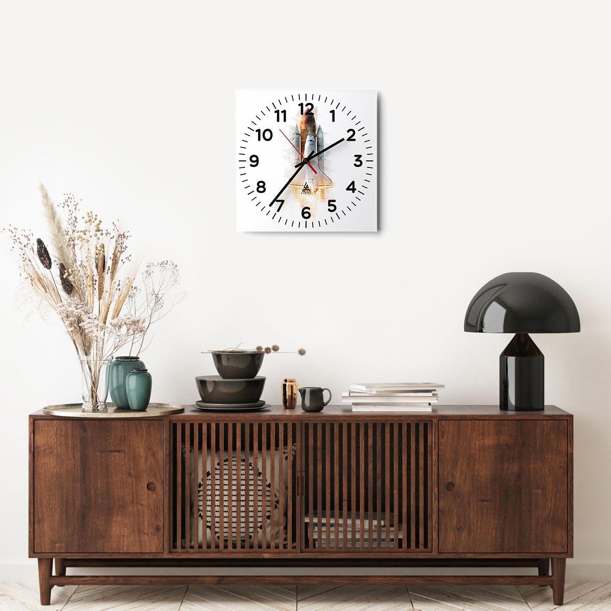 Moderno Reloj de Vidrio 40x40cm Cuadrado Decorativo Infantil Espacio - 5903