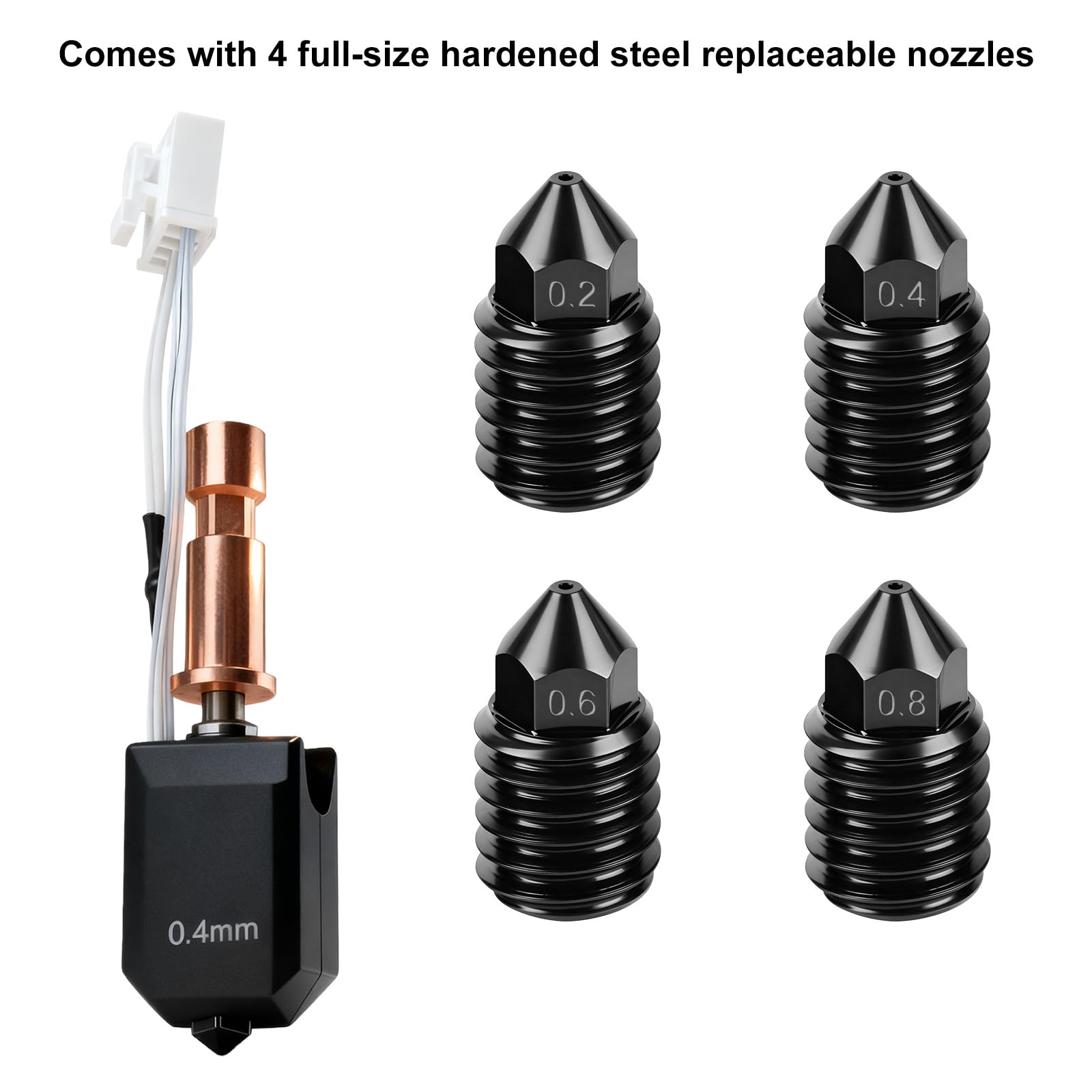 0,2 mm/0,4 mm/0,6 mm/0,8 mm, ceramiczny hotend do Kobra S1, zestaw do wytłaczarki ze stali nierdzewnej do druku 3D firmy Anycubic Kobra S1, zestaw ulepszeniowy z 2 silikonowymi osłonami