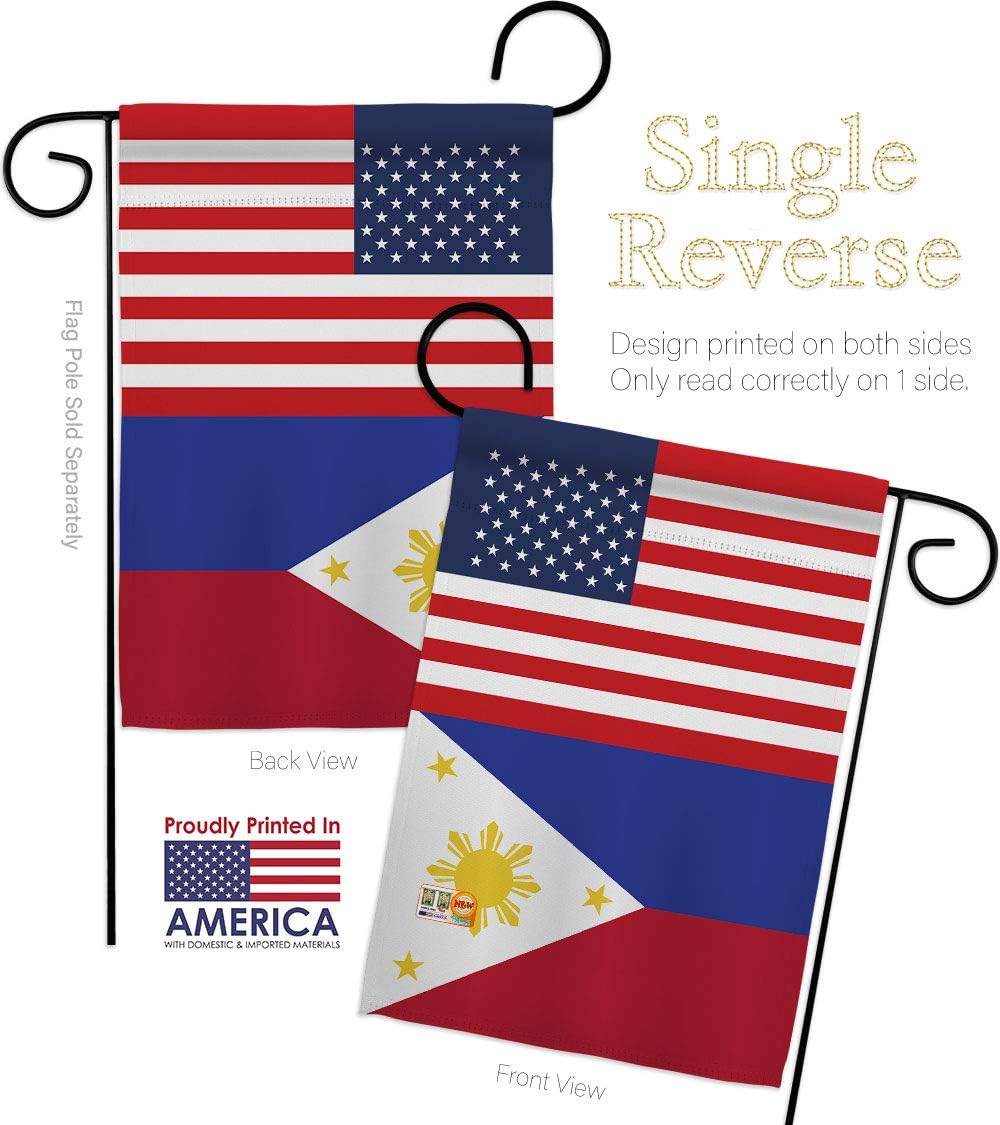 Philippines US Friendship Garden Flag Set Wall Holder Regional USA American Alliance World Country Particular Area Small Decorative Gift Yard House Banner Made In 13 X 18.5