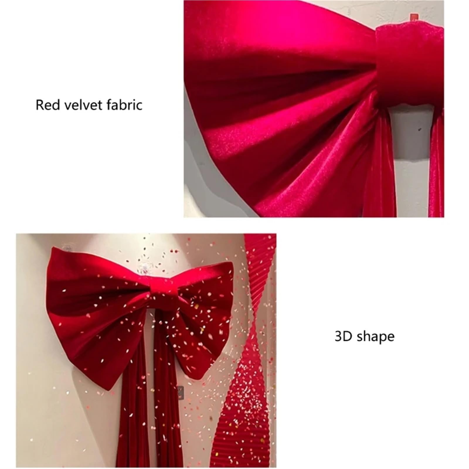 Riesenschleife,Geschenkschleife Groß Übergroße Rote Plüschschleifen, Dekoration for Hochzeiten Und Partys, Kulisse, Weihnachtsbaum, Wanddekoration, Ornamentband(B)