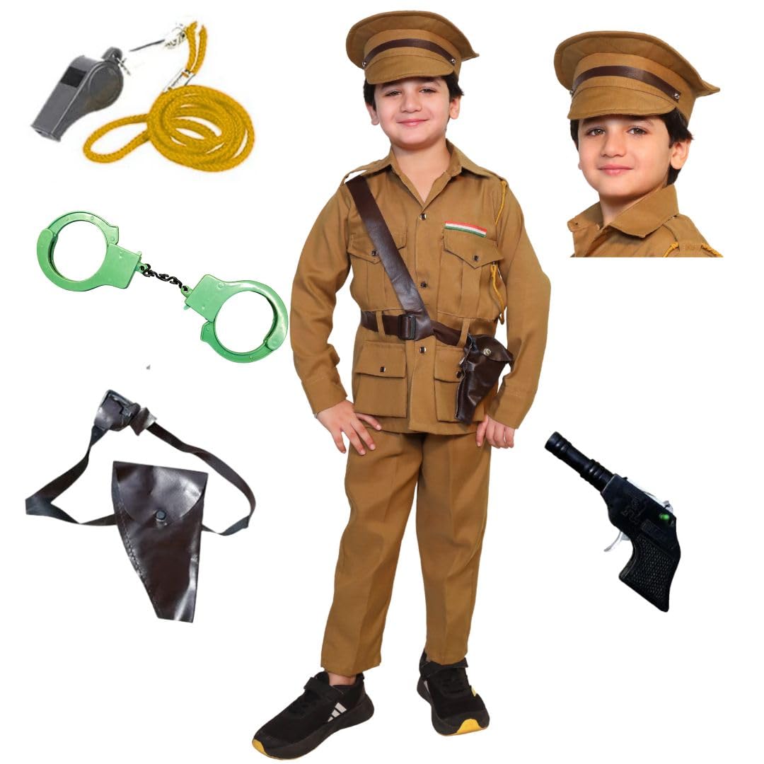 Kaku Fancy Dresses Polyester Police Costume With Toy Handcuff For Kids, Our Helper/National Hero Costume For Boys & Girls, 5-6 Years,Multicolour-image-34