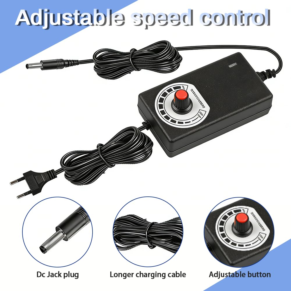 Lot di 3 ventole PC da 120 mm 12 V con presa di alimentazione e regolatore di velocità continuo da 12 V potente per computer, laptop, server, PC da gioco, AV, router, router, TV Box