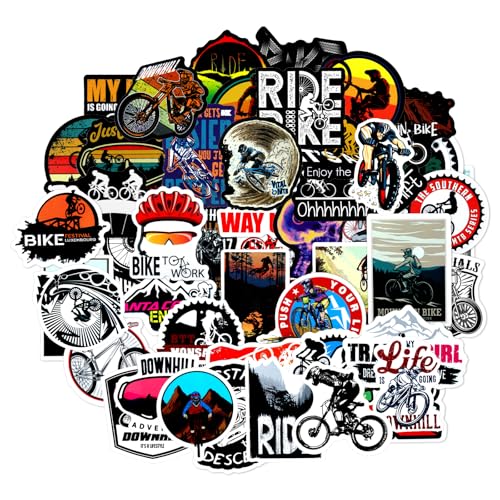 XRVRILE Pack de 50 Stickers Velo, Autocollant Velo, Bicycle Stickers Imperméables pour Ordinateurs Portables, Valises, Casques, Motos, Snowboards, Voitures,...