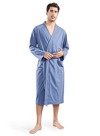 DAVID ARCHY Men's Soft Gentlemen Robe For All Season Combed Cotton Long Length