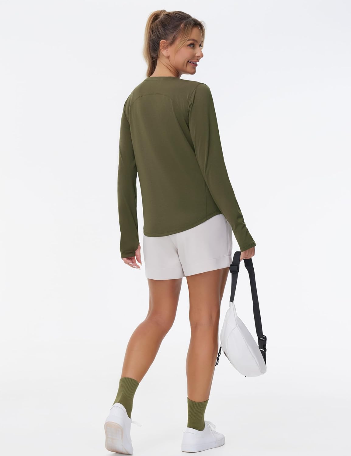 THE GYM PEOPLE Women's Long Sleeve Workout Shirts Athletic Crewneck Hiking Tops with Thumb Hole - Image 4