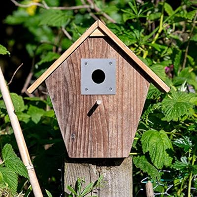 Simply Hardware Satin Stainless Steel Bird Box Protector/Nest Box Protection Plate - 70 x 70mm - 32mm Hole