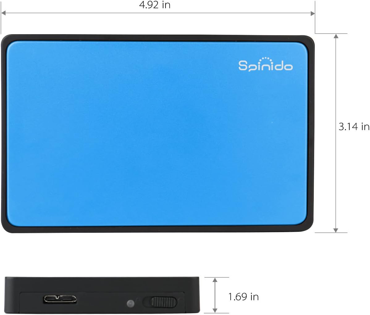 Hard Disk Enclosure Support UASP SATA III USB 3.0/2.0 Aluminum External Tool-free Box & Mobile Device Optimized For 2.5 Inch SSD and HDD(Blue)
