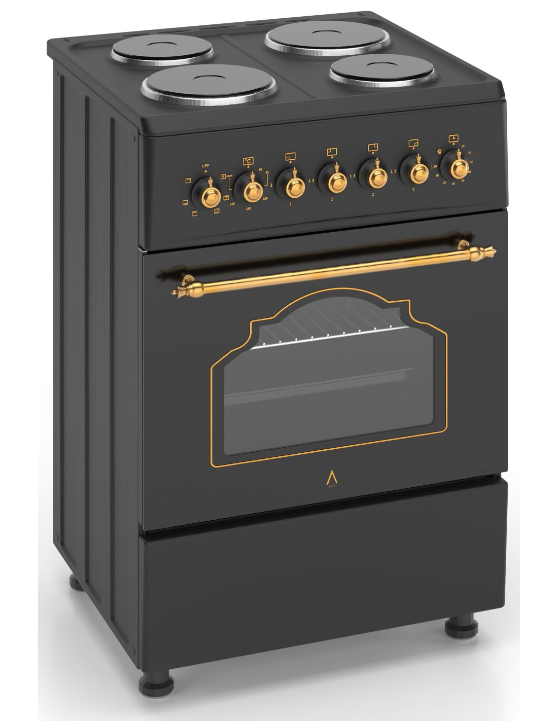 ALPHA Cocina Eléctrica VULCANO GOLD-60E Rustica Oro, Horno 6 Funciones