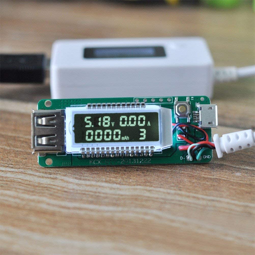 ARCELI Retroilluminazione LCD a coda bianca Display digitale LCD Misuratore di voltaggio di carica amperometro con amperometro USB