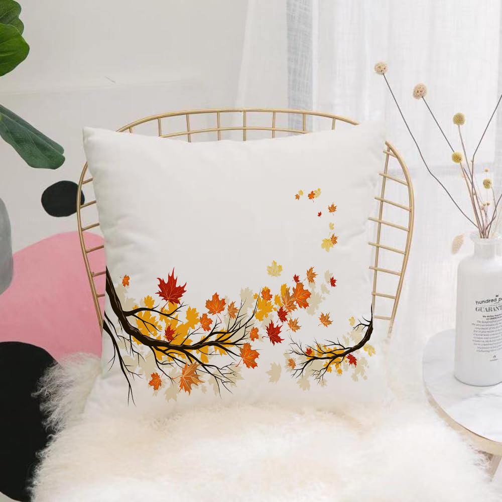 HYOSXW Cushion Cover,Throw Pillow Case Home Decorative for Living Room Bedroom Sofa Chair 16X16 Inch,Autumn branches curved and swirling with colorful leaves,Pillowcase 40X40cm