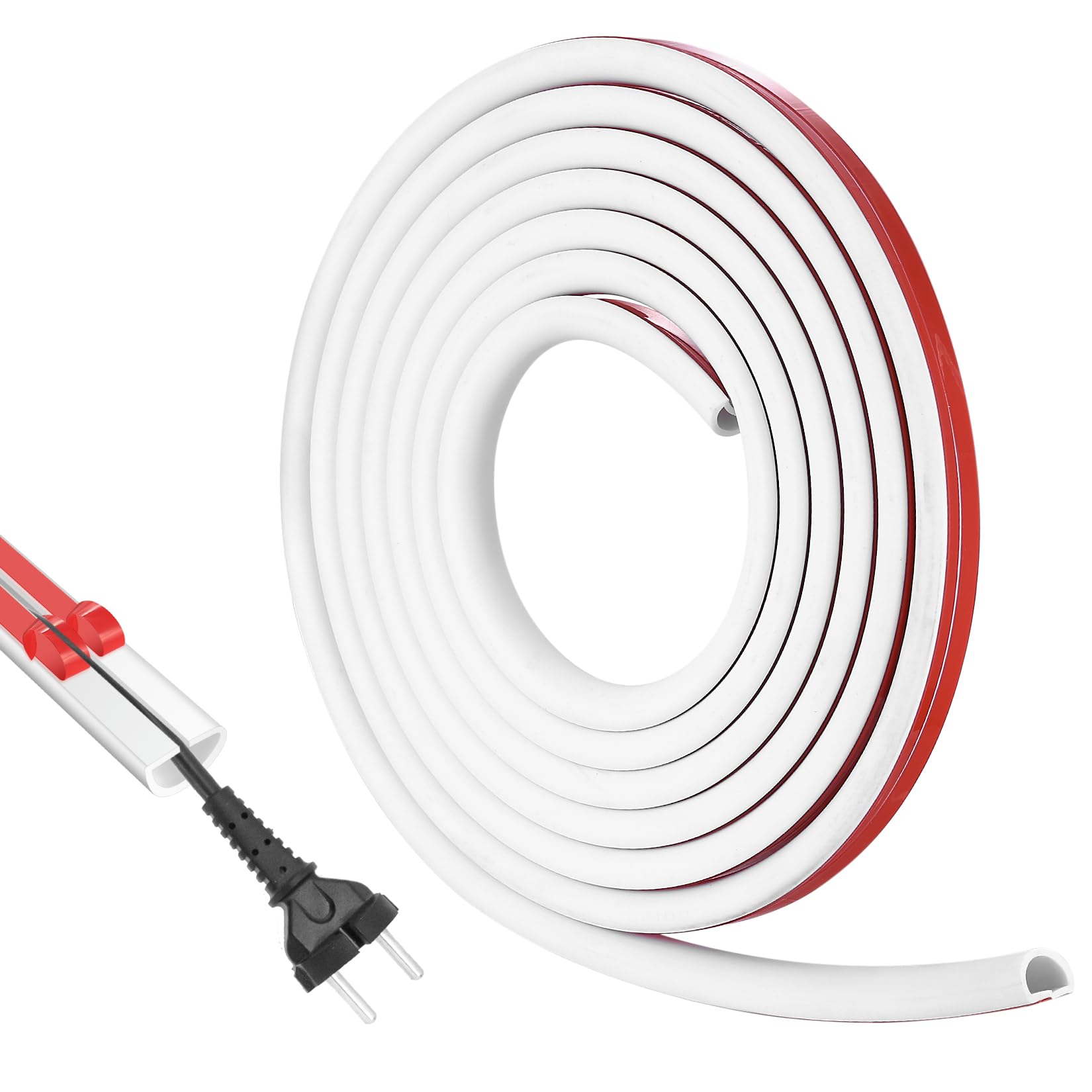 Canalina autoadesiva per cavi di alimentazione domestica, protezione cavi, grigio, 20 mm (larghezza) x 10 mm (altezza) x 3 metri di lunghezza