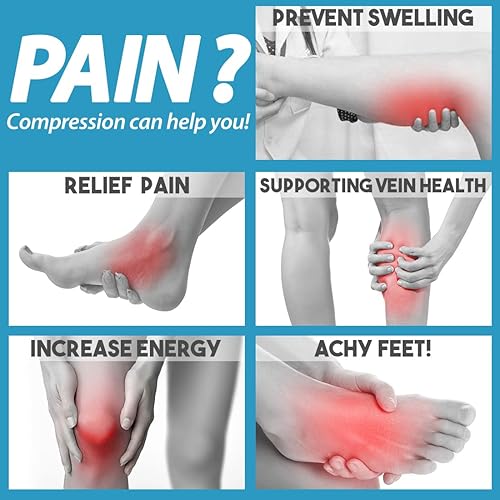 Miniatura 2 de BLUEENJOY - Medias de compresión de cobre para mujeres y hombres (6 pares), soporte para enfermeras, practicar senderismo, correr y recuperación