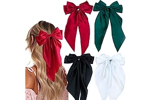4 Pieces Large Satin Hair Bows French Barrette Hair Accessories Hairpin for Women & Girls