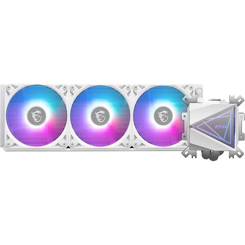 MSI MAG CORELIQUID I360 WHITE Watercooling ARGB pour CPU Intel & AMD | Large plaque froide en cuivre, ventilateurs LDB, waterblock à double chambre, radiateur Split-Flow, compatible Mystic Light