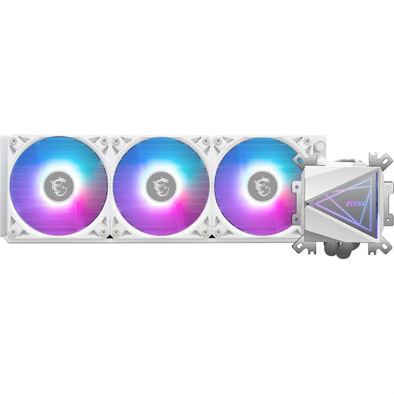 MSI MAG CORELIQUID I360 WHITE Watercooling ARGB pour CPU Intel & AMD | Large plaque froide en cuivre, ventilateurs LDB, waterblock à double chambre, radiateur Split-Flow, compatible Mystic Light