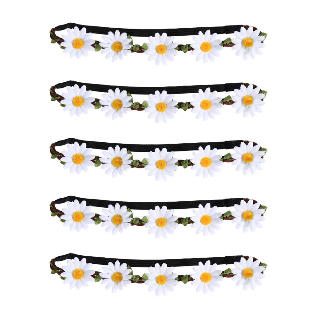 5 Uds De Flores De Pelo De Flores Guirnalda Floral Diadema Diadema Nupcial Diadema Floral Guirnalda Hawaiana Tiara Nupcial De Margarita Cabeza De Novia