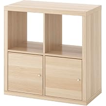 White Stained Oak Effect KALLAX Shelf Unit with Doors by IKEA