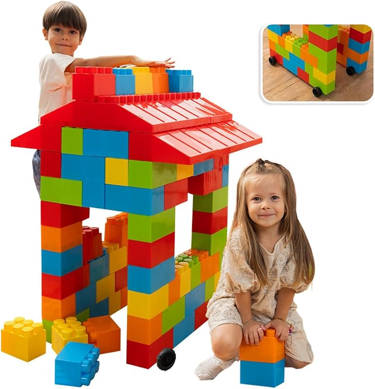 86-Piece Jumbo Big Blocks Set – Giant XL Large Building Blocks for Kids Ages 2–8, Durable Plastic Construction Set for Indoor & Outdoor Play