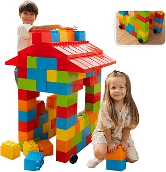 PLATPORTS 86-Piece Jumbo Big Blocks Set Giant XL Large Building Blocks for Kids Ages 28, Durable Plastic Construction Set for Indoor & Outdoor Play