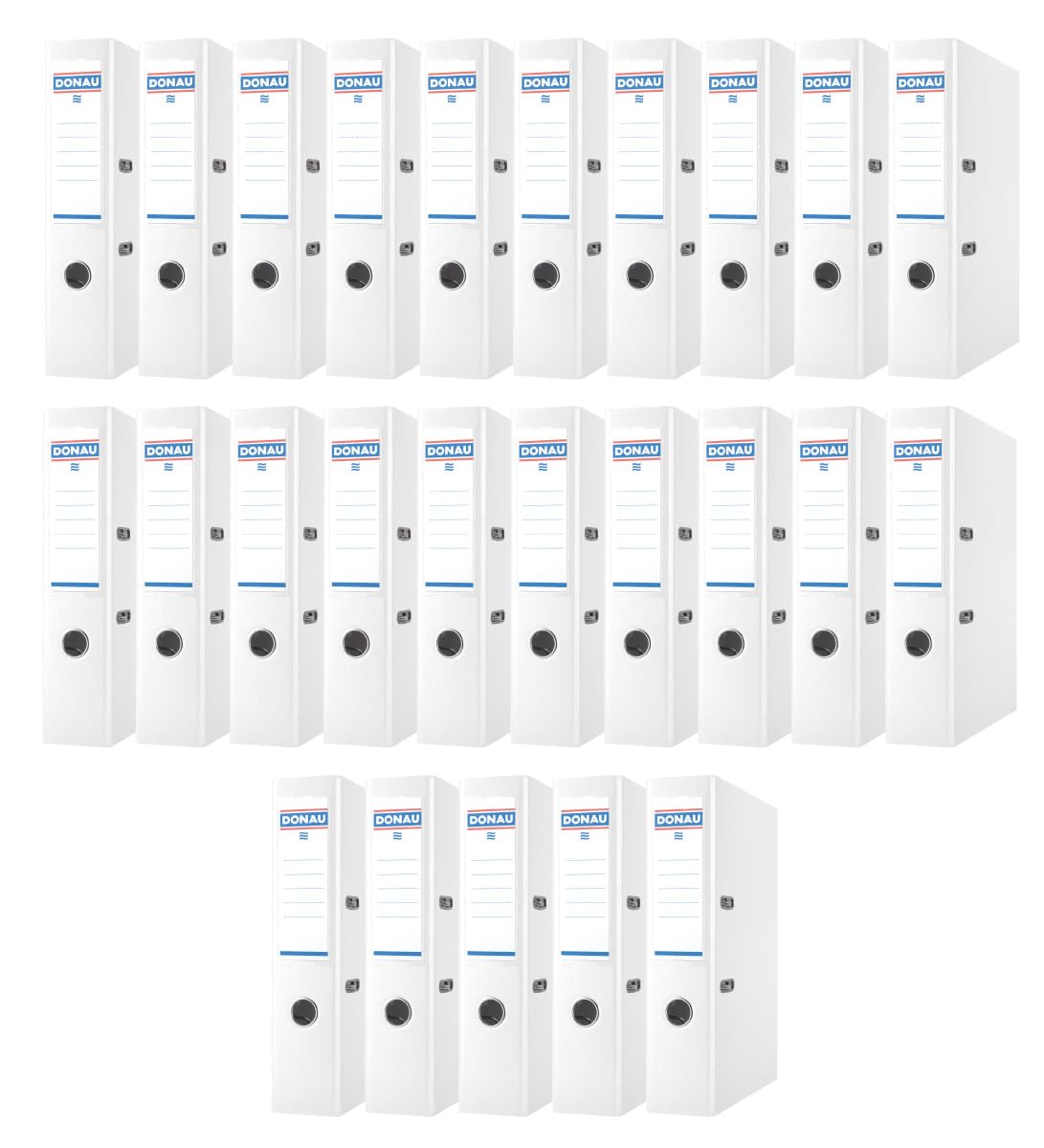 DONAU Master Ordner Breit 25er Pack/DIN A4 / 7,5 cm / 25 Stück/Weiß/Kunststoffbezug PP/Carton Papier Schlitzordner Büroordner Aktenordner Ringordner/Grünen Punkt