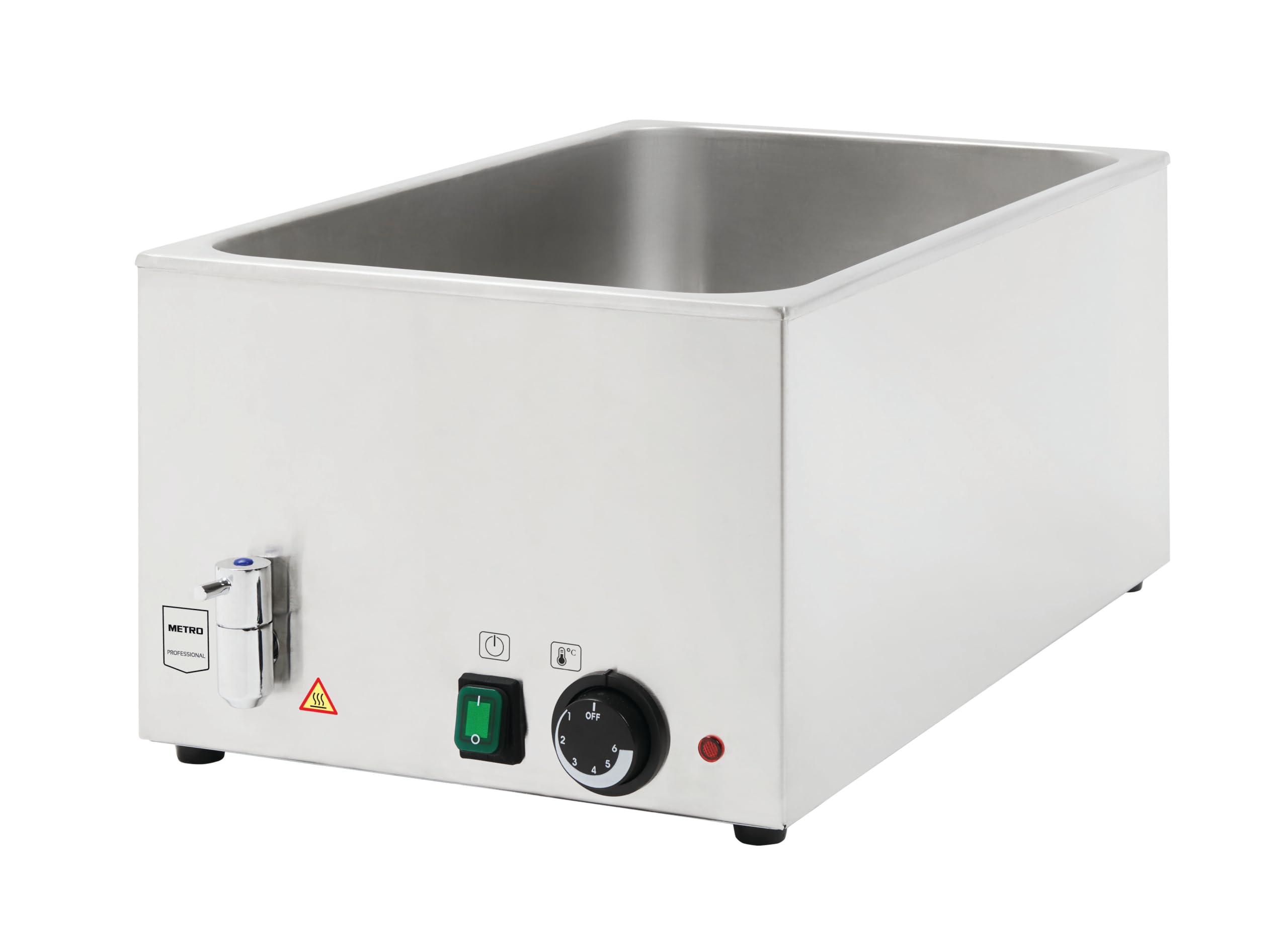 METRO Professional Bain Marie GBM1150 aus Edelstahl, 24 L, für GN Behälter, Temperaturbereich bis 90°C, Heizfunktionsanzeige
