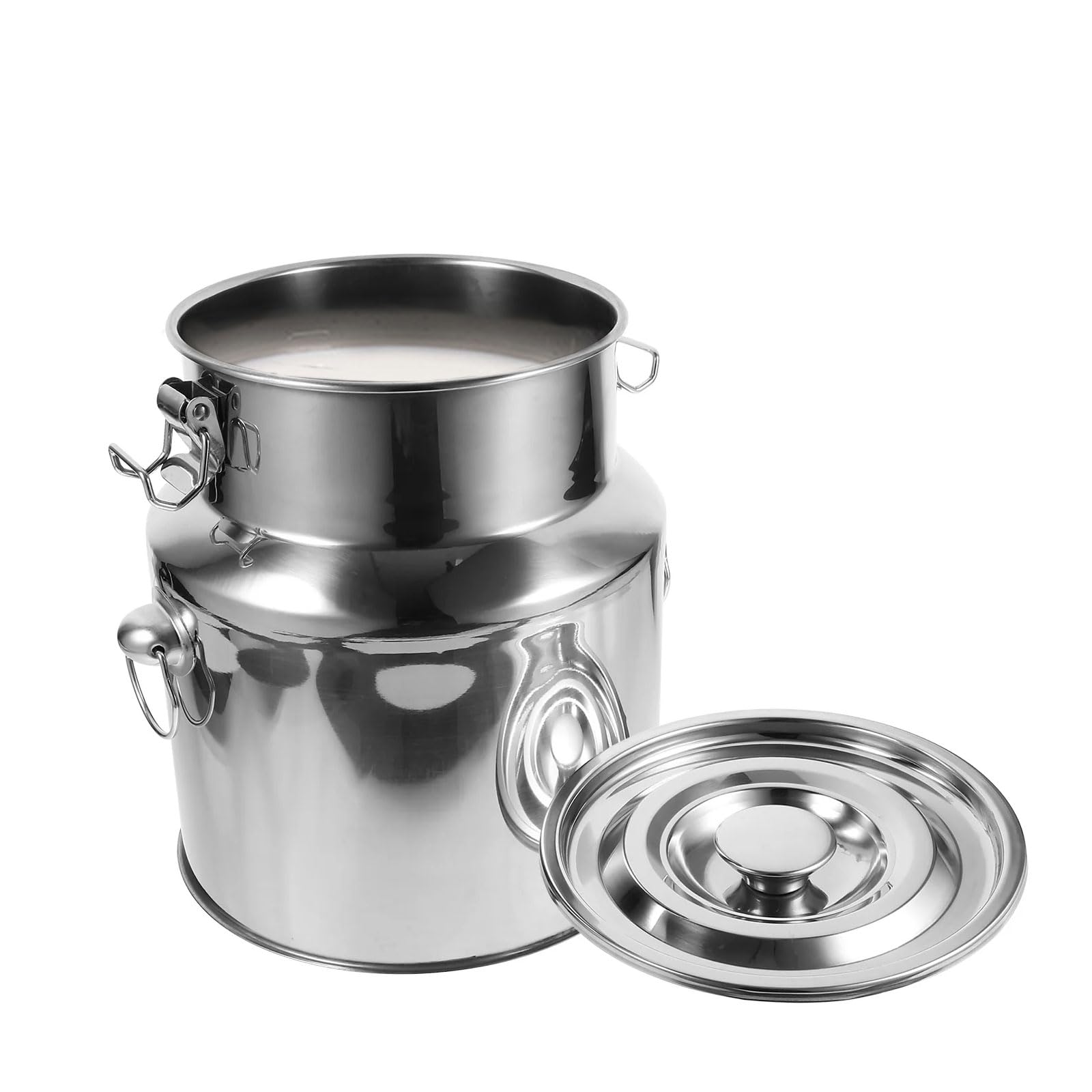 AYCDL Pail Milk Can Bucket,Milk Bucket Stainless Steel Jug Airtight Canister with Sealed Lid,Storage Kitchen Container for Oil,24L,14L