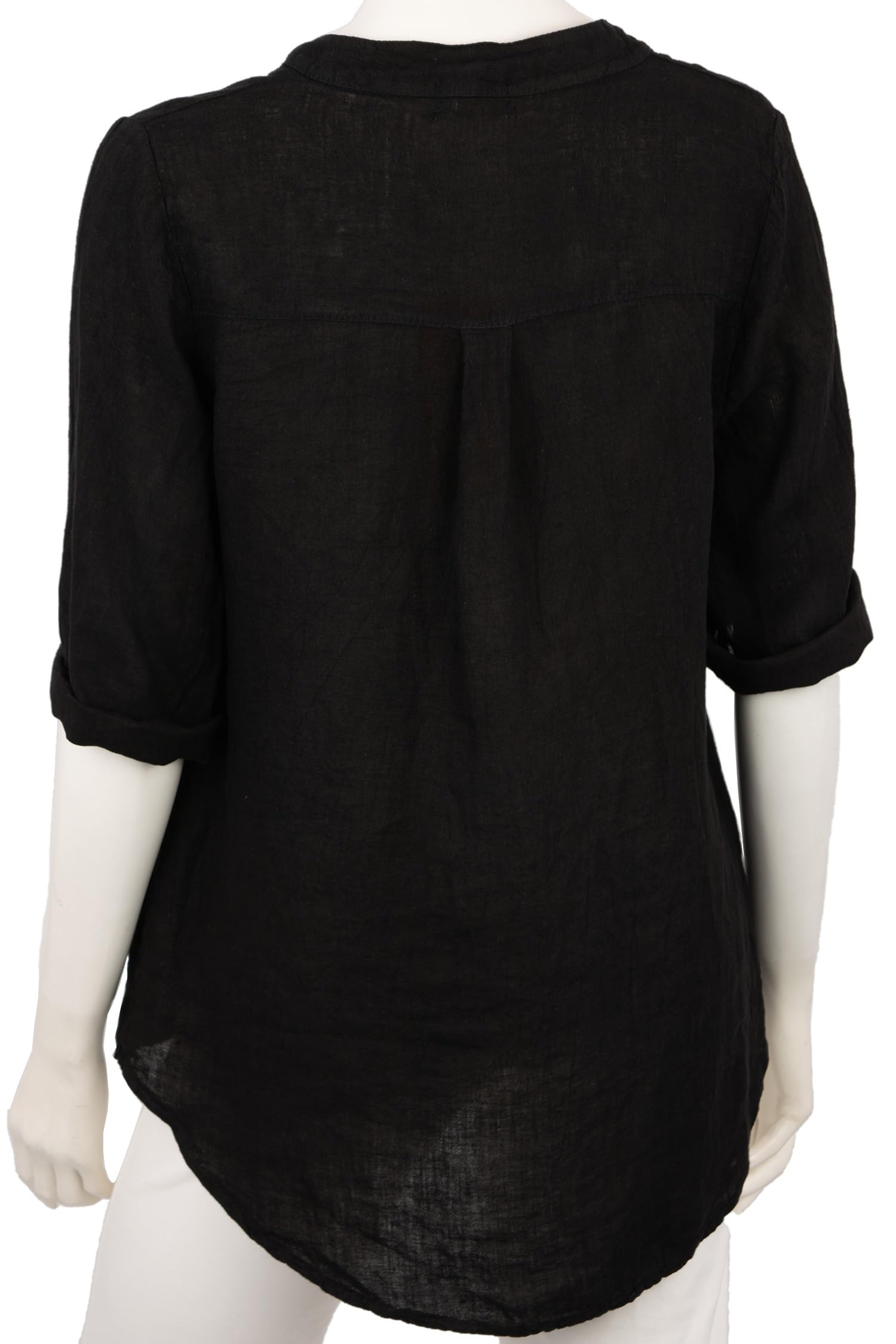 Cara Mia Bluse Damen Sommer Leinenbluse Kurzarm V-Ausschnitt viele Farben 38-44 Mehrfarbig