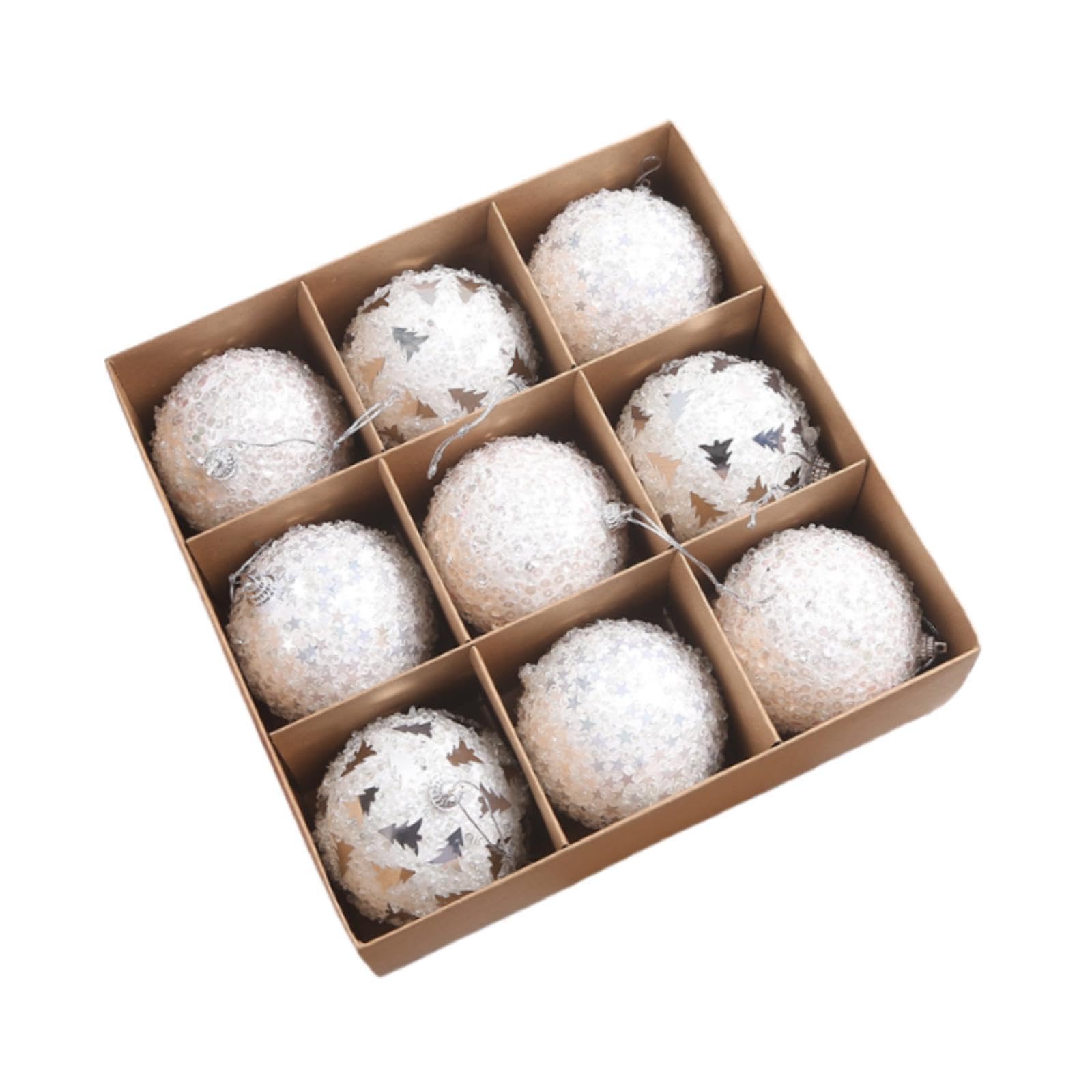 Boules de Noël incassables en mousse, lot de 9 suspensions blanches anti-chute