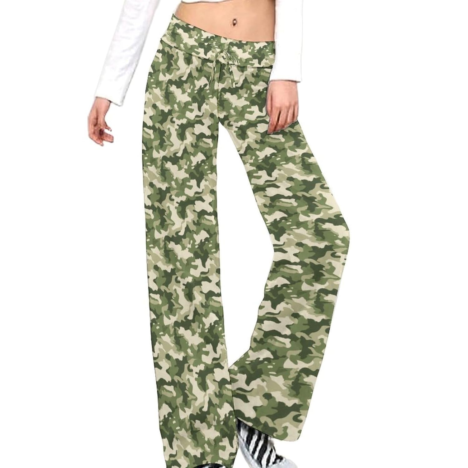 Costaric Womens Striped Palazzo Pants Leopard Wide Leg Lounge Pant Casual Baggy Elastic Waist Straight Drawstring Trousers