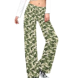 Costaric Womens Striped Palazzo Pants Leopard Wide Leg Lounge Pant Casual Baggy Elastic Waist Straight Drawstring Trousers