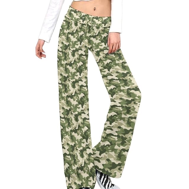 Costaric Womens Striped Palazzo Pants Leopard Wide Leg Lounge Pant Casual Baggy Elastic Waist Straight Drawstring Trousers