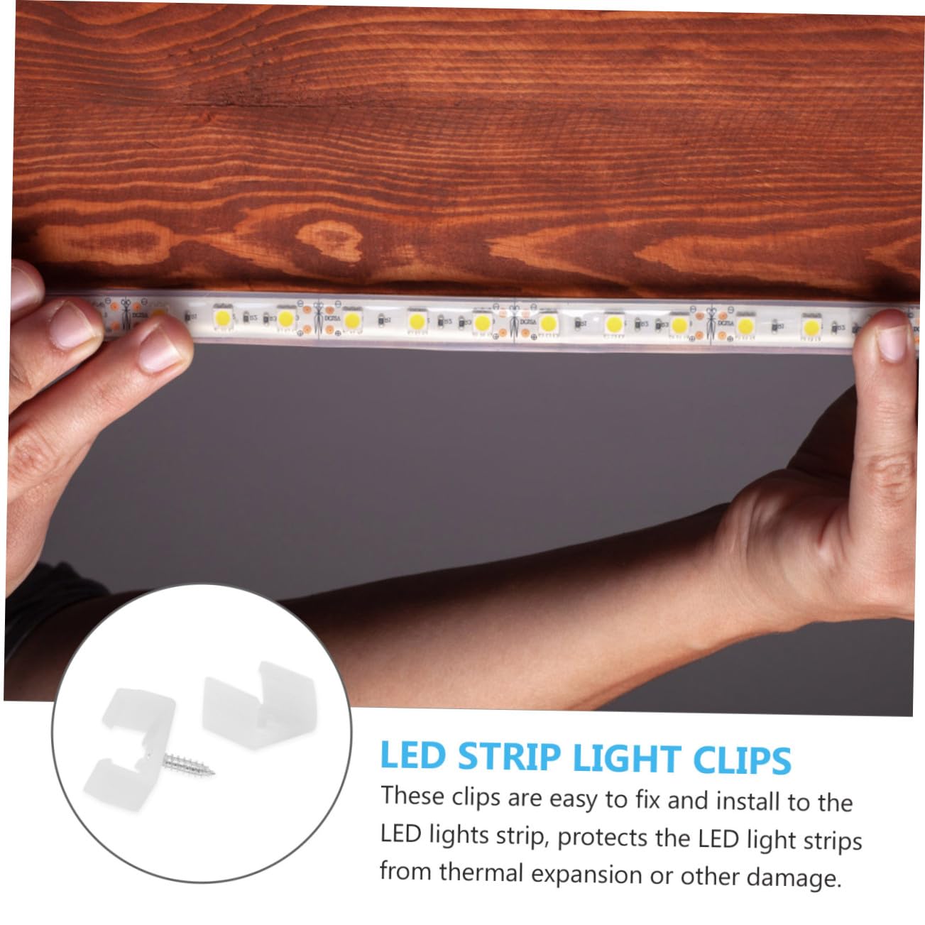 Homoyoyo Clips para Tiras de Luces LED Tipo H-014 para Sujetar y Organizar Tiras Led, Material Pp y Hierro, 100 Piezas para Salas y Gabinetes