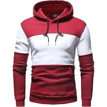 Crewneck Sweatshirt for Men Drawstring Color Block Slim Fit Hoodies Casual Long Sleeve Workout Sport Pullover Top