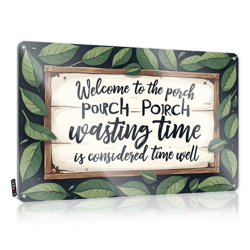 IBWNBBUSN Funny Kitchen Signs Relaxing Porch Sign: Time Wasted Is Well Spent Tin Sign Beer Signs Metal Vintage Funny Tin Metal Signs(30X40CM)