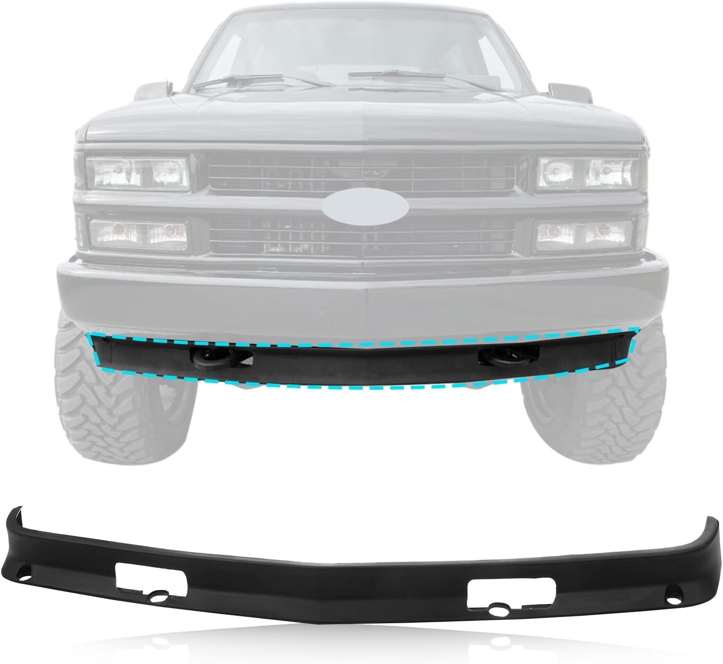 New Front Lower Valance Air Deflector Plastic Primed With Tow Hook Holes Replacement For Chevy/GMC C/K Full Size P/U 1988-2000 Replace OE 15569430 | GM1090105