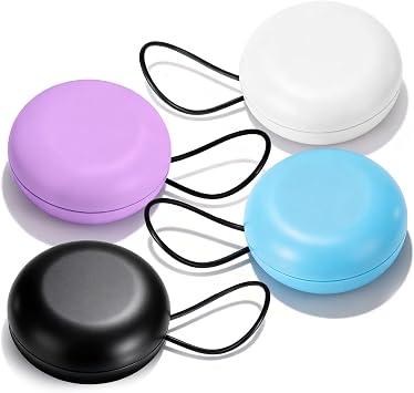 Ymapinc Mini Loop Earplugs Case, 4pcs Ear Plug Cases, Portable Ear Plug Carrying Case with Keychain, Small Earplug Storage Organizer for Travel Black, White, Blue, Purple
