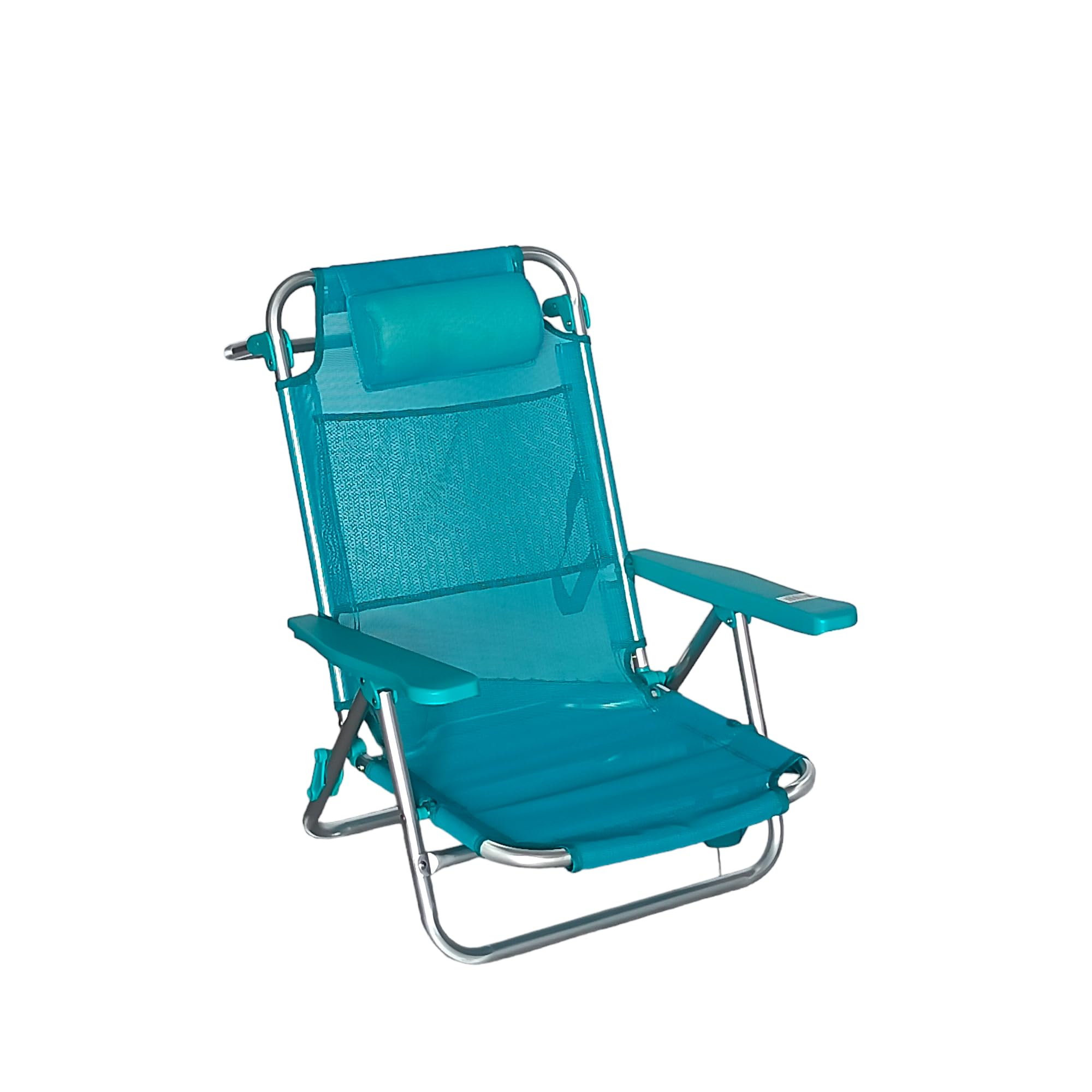 Pincho Silla de Playa Plegable, con cojín, reclinable, 5 Posiciones, 65x62x78 cm, Altura del Asiento 19 cm, asa de Transporte (Color 1)