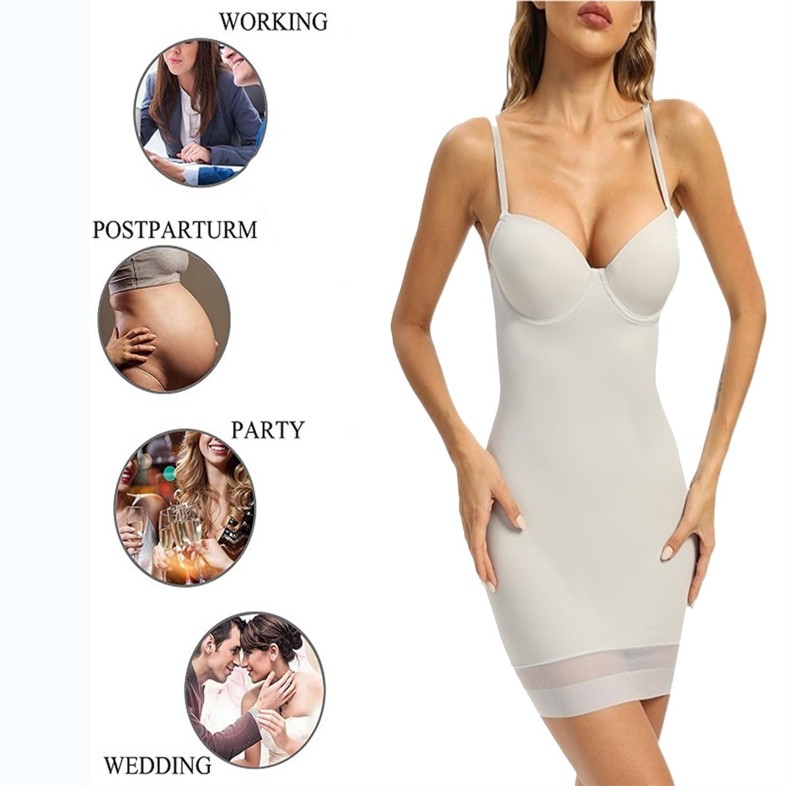 QHQQXN QTANZIQI kobiety pełne halki seksowny regulowany pasek Spaghetti Cami bielizna modelująca sukienka wyszczuplająca brzuch długa bielizna nocna